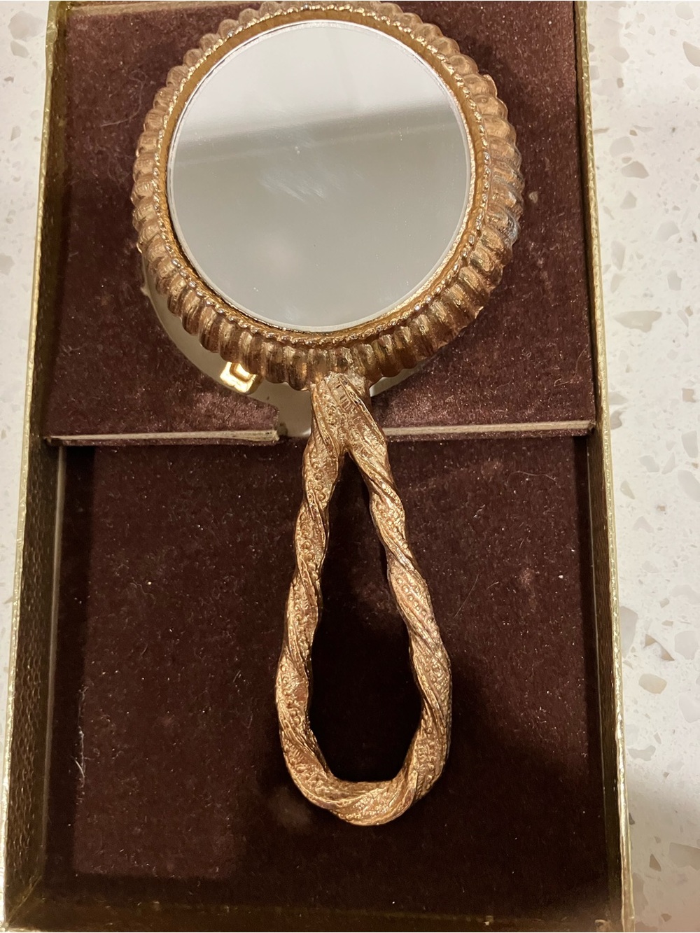 Gold-Tone Floral Cameo Pendant Necklace - White on Brown - Picture 3 of 5